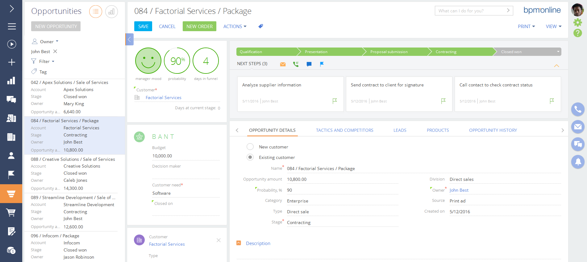 gestion opportunites crm