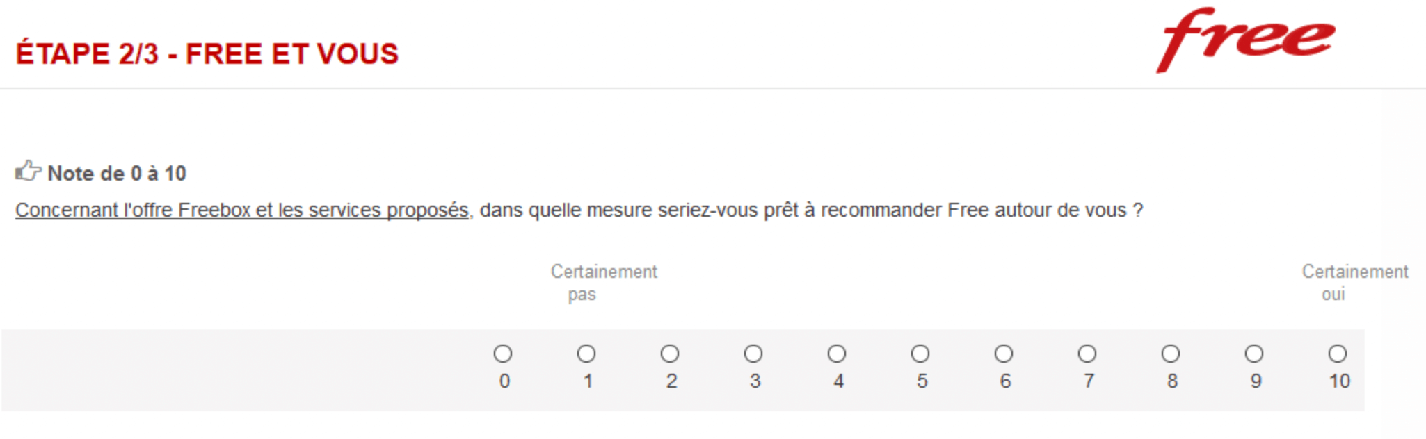 question net promoter score