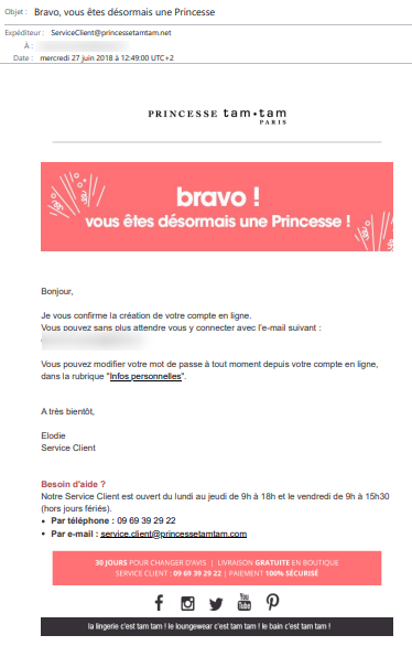 exemple email princesse tamtam