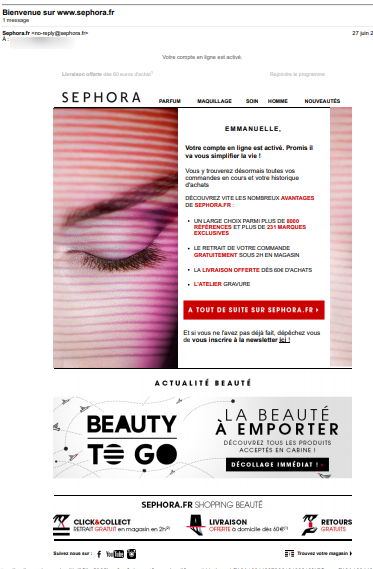 exemple email sephora