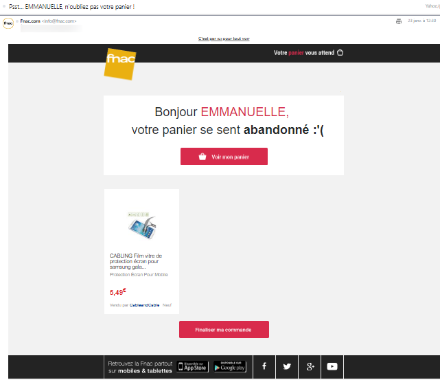 exemple email fnac
