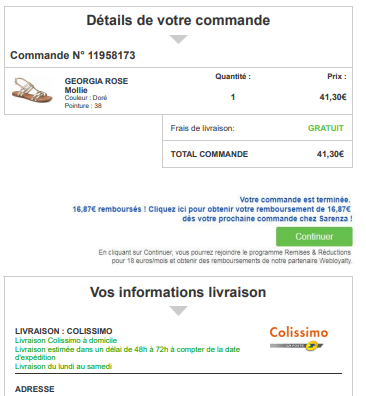 exemple email confirmation commande web sarenza 2