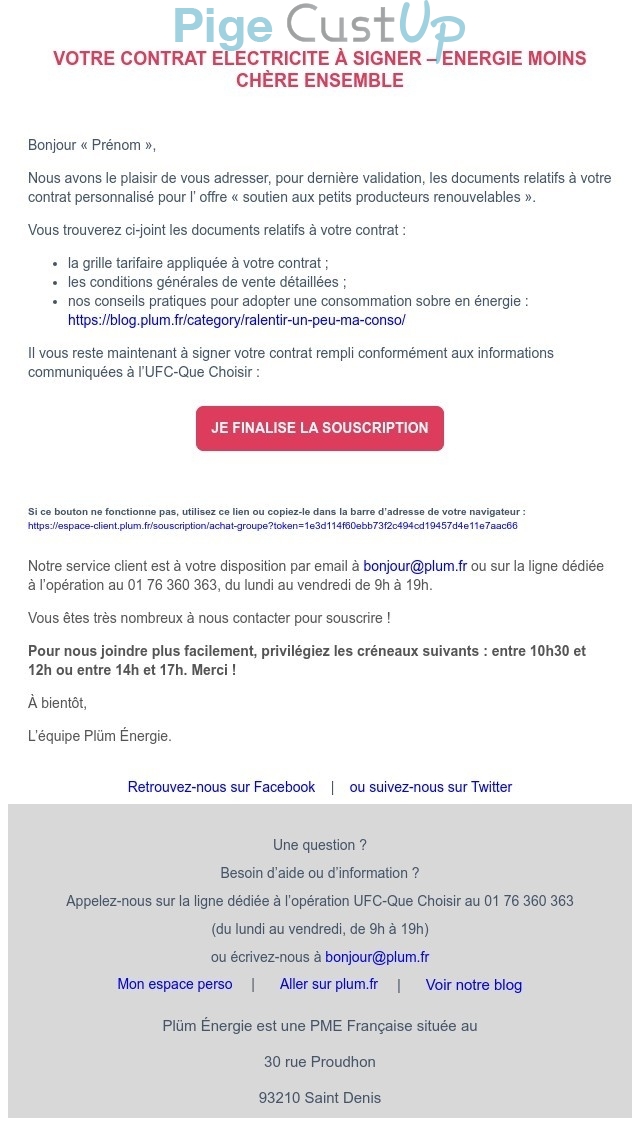 Exemple de Type de media  e-mailing - Plüm - Transactionnels - Finalisation ouverture de compte/inscription