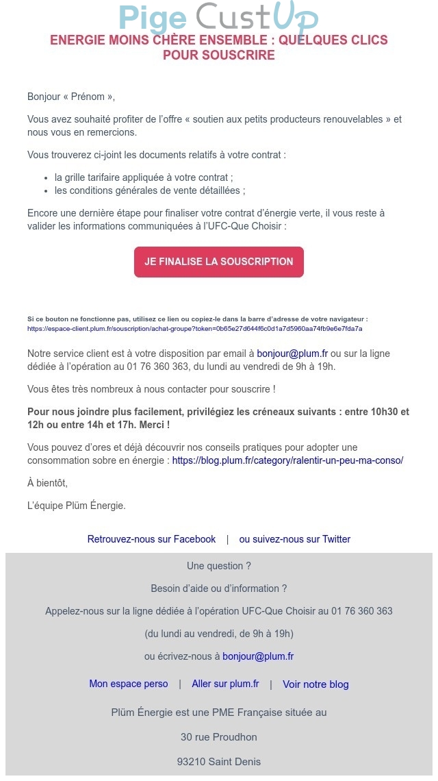 Exemple de Type de media  e-mailing - Plüm - Transactionnels - Finalisation ouverture de compte/inscription
