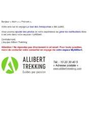 e-mailing - Marketing relationnel - Alerting - Allibert Trekking - 11/2019