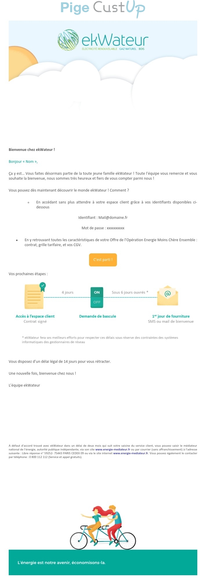 Exemple de Type de media  e-mailing - Ekwateur - Marketing relationnel - Bienvenue - Welcome