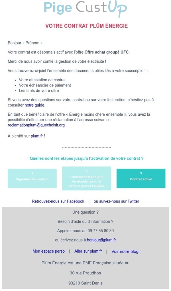 Exemple de Type de media  e-mailing - Plüm - Transactionnels - Confirmation abonnement