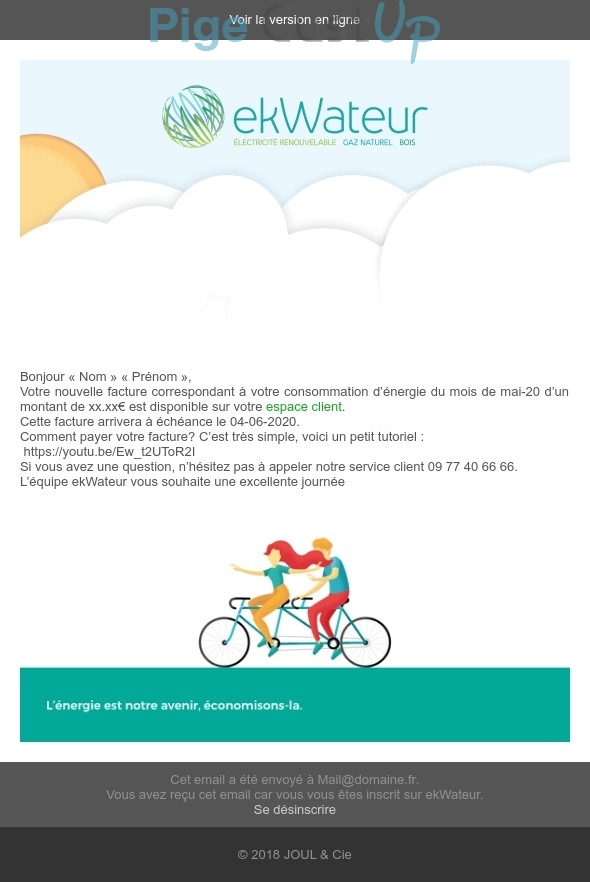 Exemple de Type de media  e-mailing - Ekwateur - Transactionnels - Consultation facture en ligne