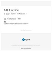 e-mailing - Transactionnels - Confirmation de paiement - Lydia - 01/2020