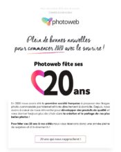 e-mailing - Marketing Acquisition - Anniversaire marque - Ventes flash, soldes, demarque, promo, réduction - Marketing marque - Communication Produits - Nouveaux produits - Partenariats - Marketing fidélisation - Incitation au réachat - Photoweb - 01/2020