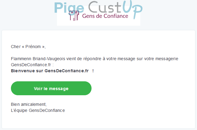 Exemple de Type de media  e-mailing - Gensdeconfiance.fr - Marketing relationnel - Alerting