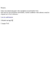 e-mailing - Transactionnels - Confirmation Inscription Newsletter - Finalisation ouverture de compte/inscription - TAG - 02/2020