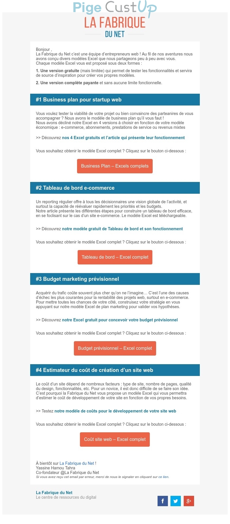 Exemple de Type de media  e-mailing - La Fabrique du Net - Marketing marque - Communication Produits - Nouveaux produits - Communication Services - Nouveaux Services