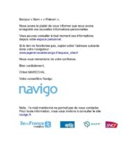 e-mailing - Transactionnels - Confirmation modification informations personnelles - Navigo - 02/2020
