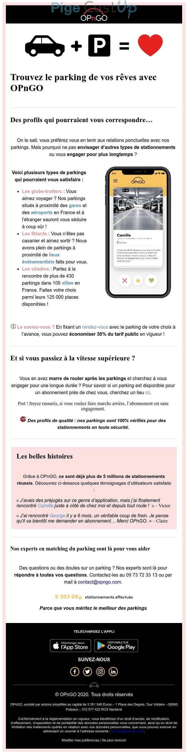 Exemple de Type de media  e-mailing - OPnGO - Marketing Acquisition - Acquisition abonnements - Ventes flash, soldes, demarque, promo, réduction - Marketing marque - Communication Produits - Nouveaux produits - Communication Services - Nouveaux Services - Marketing fidélisation - Incitation au réachat