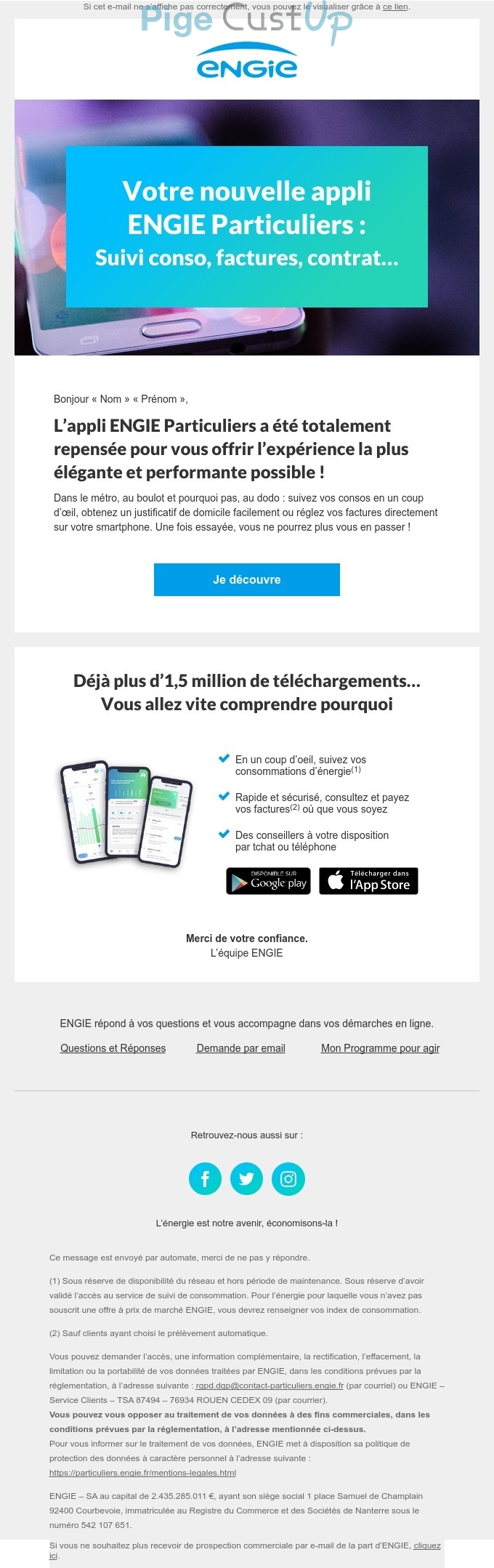 Exemple de Type de media  e-mailing - Engie - Marketing marque - Communication Services - Nouveaux Services