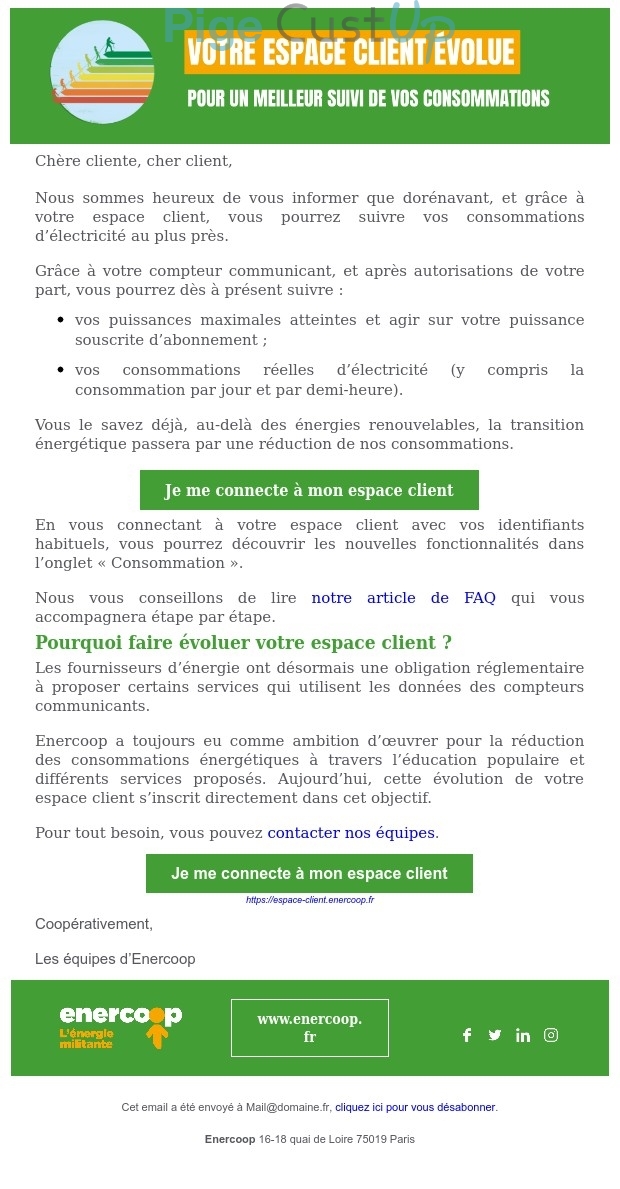 Exemple de Type de media  e-mailing - Enercoop - Marketing marque - Communication Services - Nouveaux Services