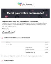 e-mailing - Transactionnels - Confirmation de commande - Marketing fidélisation - Points et statut - Photoweb - 02/2020