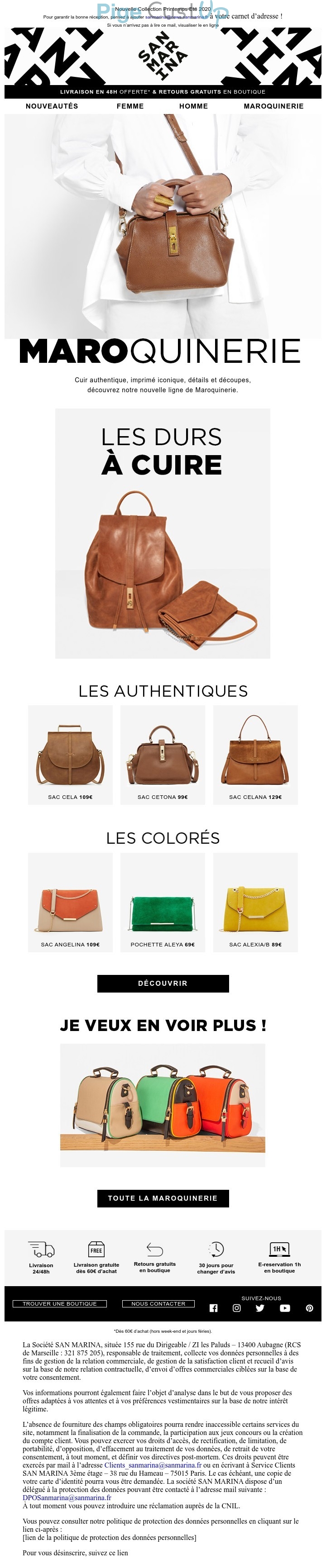 Exemple de Type de media  e-mailing - San Marina - Marketing marque - Communication Produits - Nouveaux produits - Marketing fidélisation - Incitation au réachat