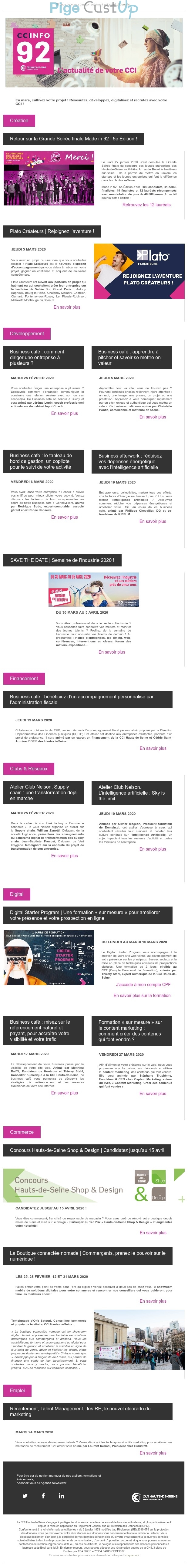 Exemple de Type de media  e-mailing - CCI - Marketing marque - Communication Services - Nouveaux Services - Marketing relationnel - Newsletter