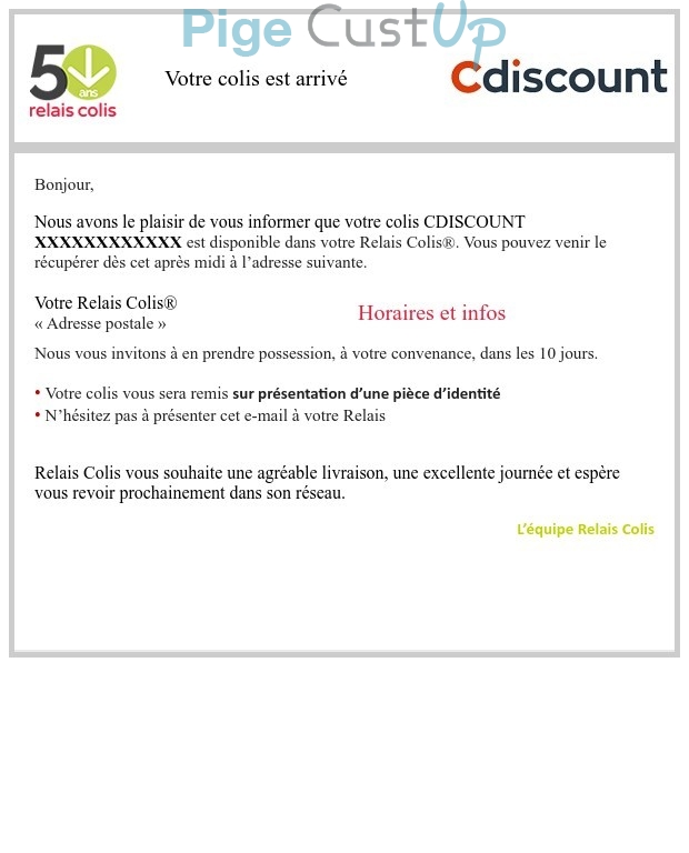Exemple de Type de media  e-mailing - Cdiscount - Transactionnels - Suivi de commande Expédition / Livraison