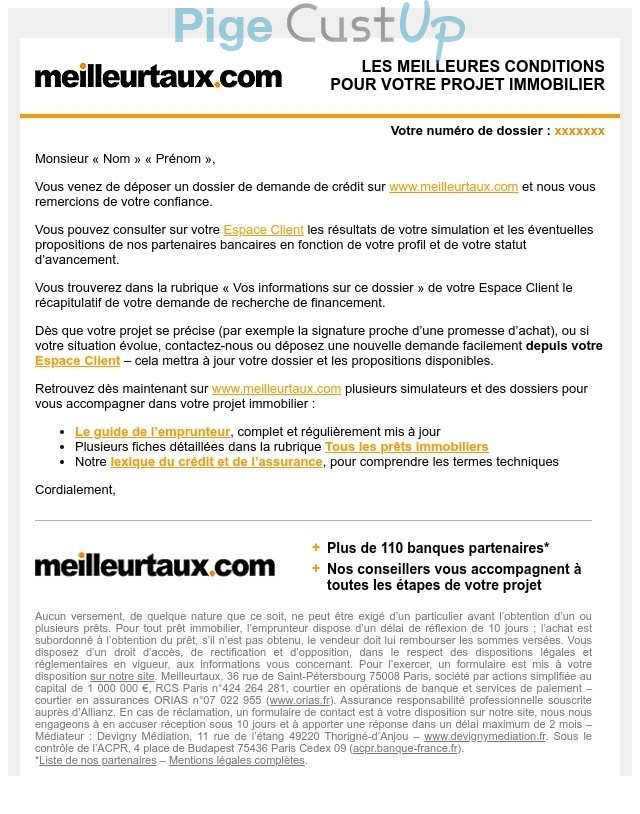 Exemple de Type de media  e-mailing - Meilleurtaux.com - Transactionnels - Confirmation de commande