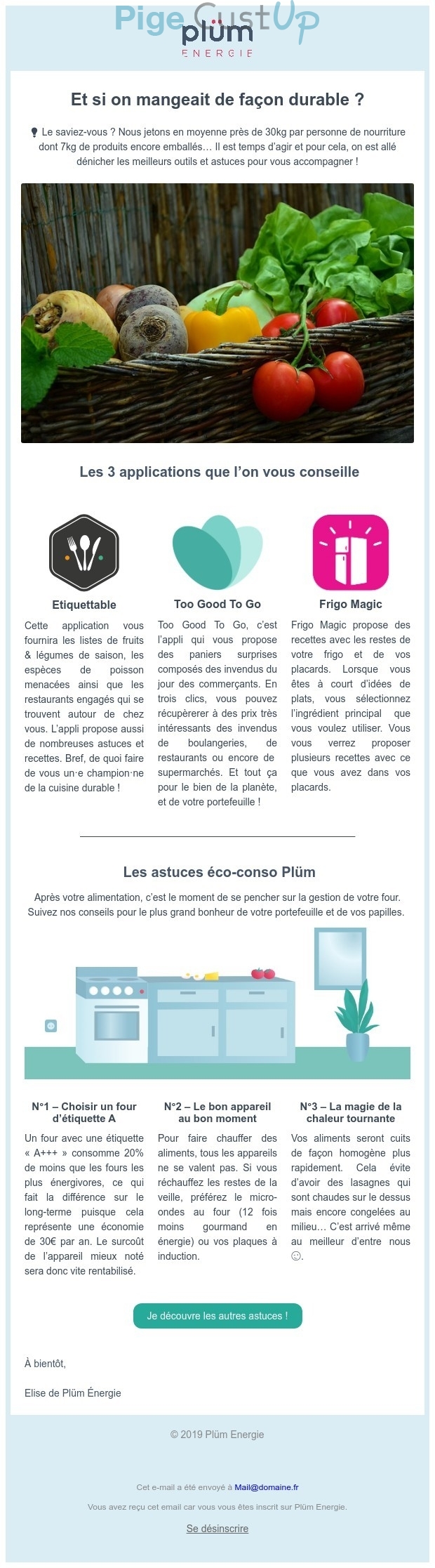 Exemple de Type de media  e-mailing - Plüm - Marketing relationnel - Newsletter