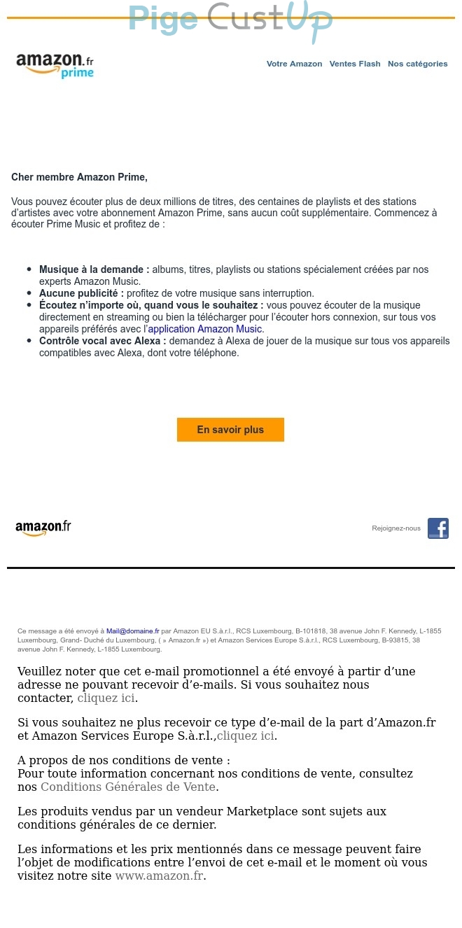 Exemple de Type de media  e-mailing - Amazon - Marketing relationnel - Alerting - Marketing fidélisation - Animation / Vie du Programme de Fidélité