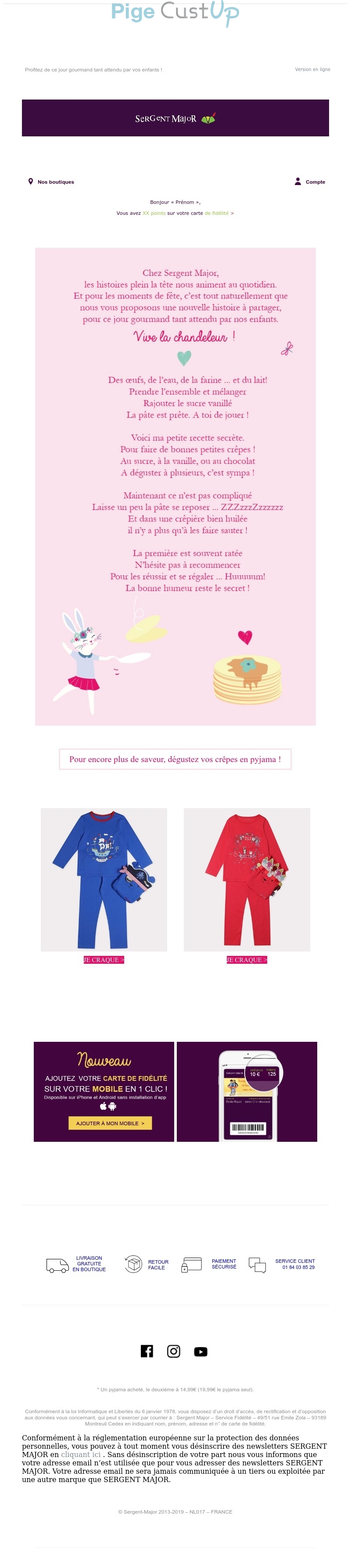 e-mailing - Marketing relationnel - Calendaire (Noël, St valentin, Vœux, …) - Sergent Major - 02/2020