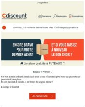 e-mailing - Marketing Acquisition - Acquisition abonnements - Ventes flash, soldes, demarque, promo, réduction - Marketing marque - Communication Produits - Nouveaux produits - Marketing fidélisation - Incitation au réachat - Cdiscount - 02/2020