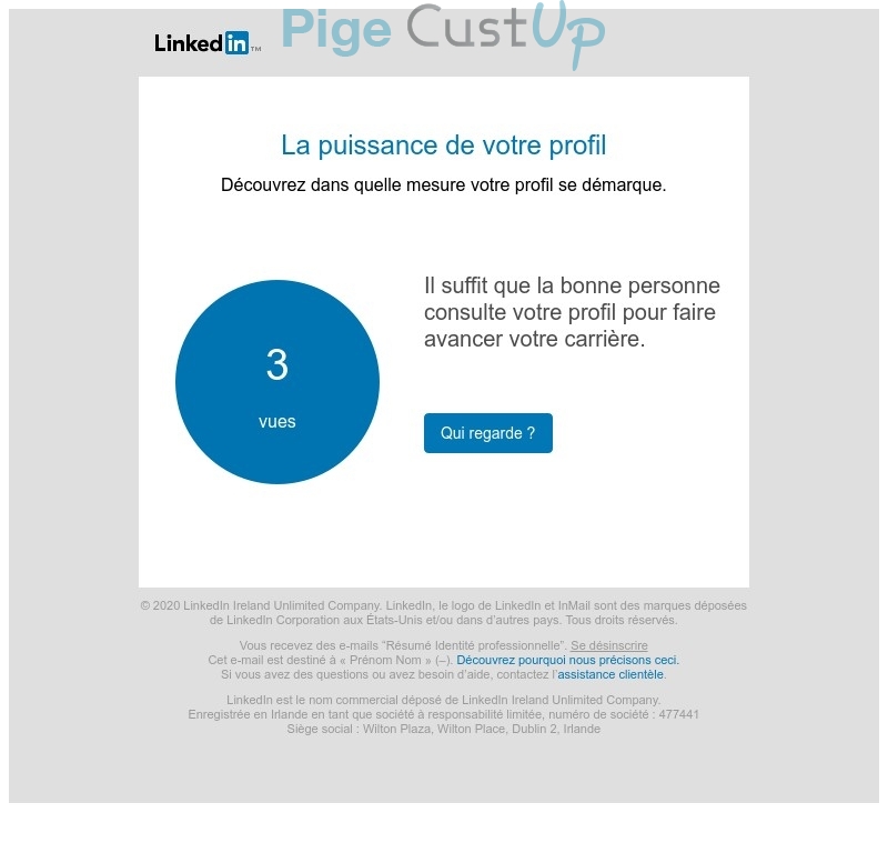 Exemple de Type de media  e-mailing - LinkedIn - Marketing relationnel - Alerting