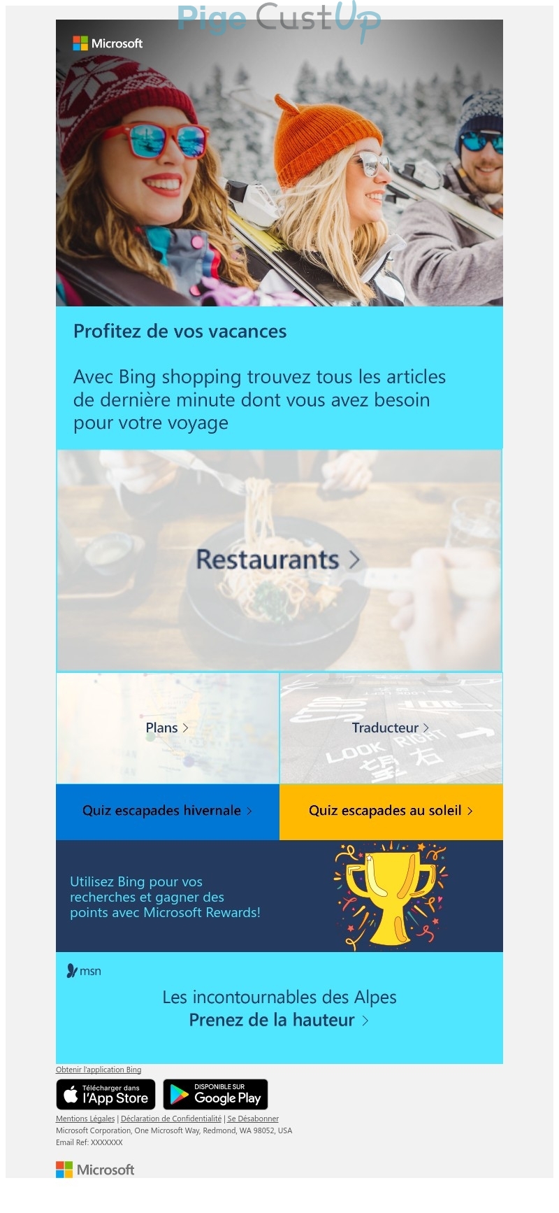 Exemple de Type de media  e-mailing - Microsoft - Marketing marque - Communication Services - Nouveaux Services