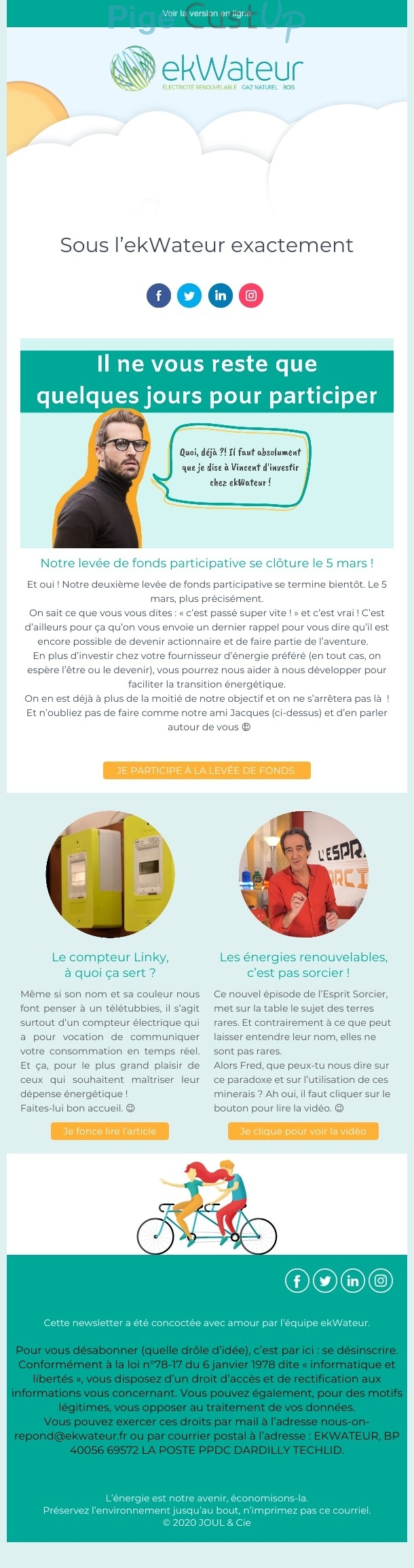 Exemple de Type de media  e-mailing - Ekwateur - Marketing marque - Appel à contribution - Marketing Acquisition - Derniers jours