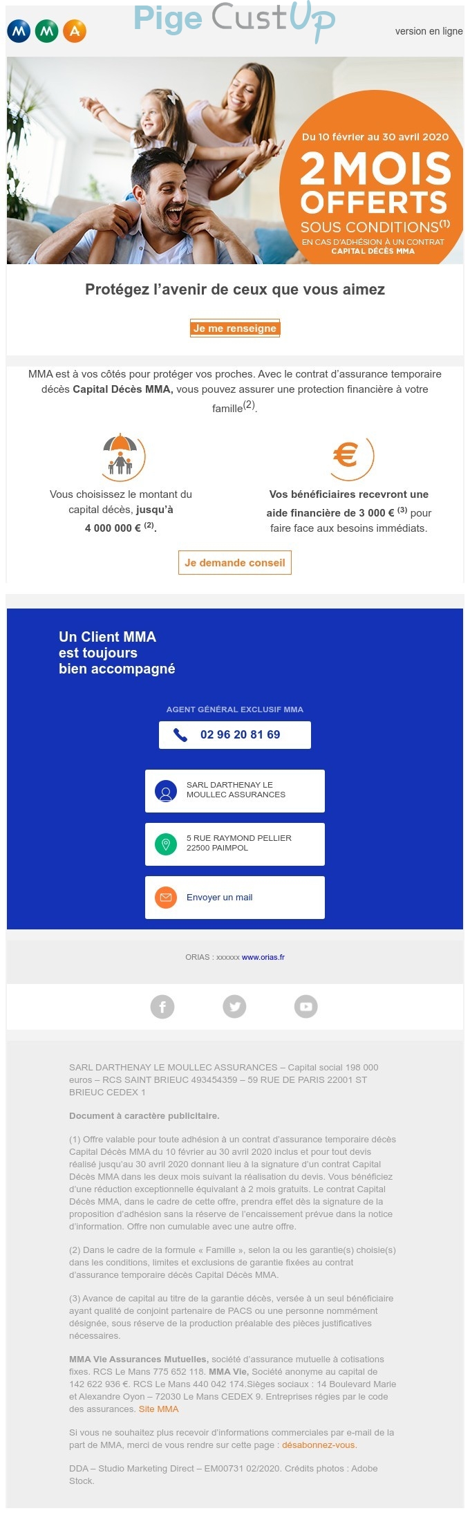 Exemple de Type de media  e-mailing - MMA - Collecte de données - Acquisition de leads - Marketing fidélisation - Up sell - cross sell