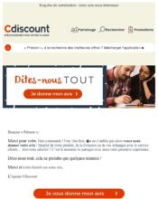 e-mailing - Enquêtes Clients - Consultation client - Marketing relationnel - Remerciements - Cdiscount - 02/2020
