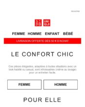 e-mailing - Marketing marque - Communication Produits - Nouveaux produits - Enquêtes Clients - Consultation client - Marketing Acquisition - Gratuit - Cadeau - Marketing fidélisation - Incitation au réachat - Uniqlo - 02/2020