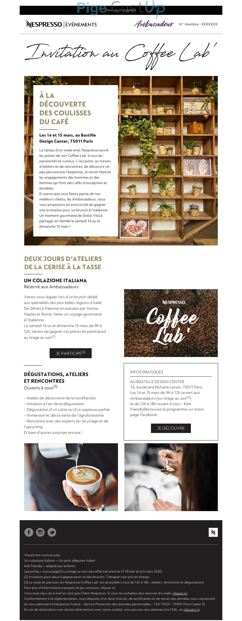 Exemple de Type de media  e-mailing - Nespresso - Marketing relationnel - Evénement