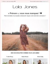 e-mailing - Marketing marque - Communication Produits - Nouveaux produits - Marketing fidélisation - Incitation au réachat - Marketing Acquisition - Relance inactifs - Lola Jones - 02/2020