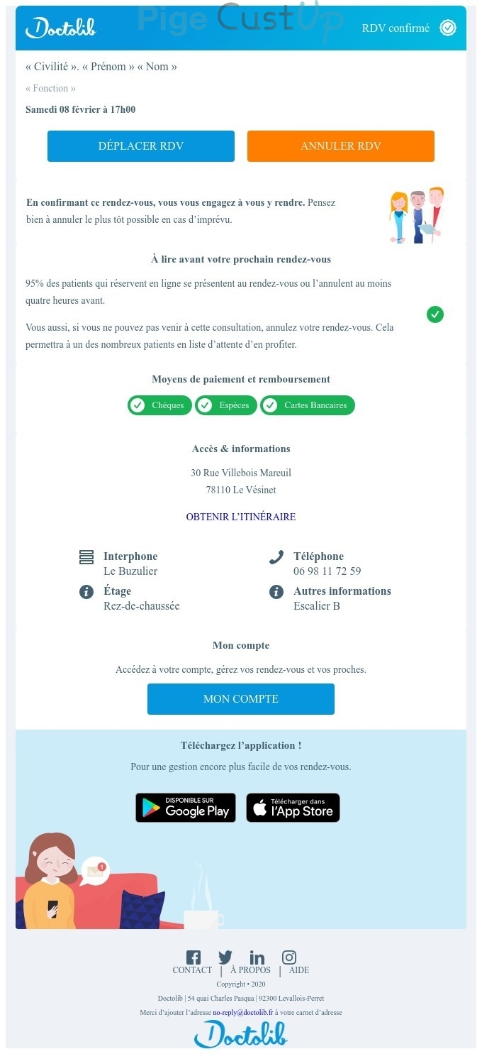 Exemple de Type de media  e-mailing - Doctolib - Transactionnels - Confirmation de commande