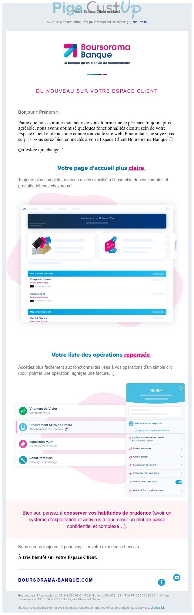 Exemple de Type de media  e-mailing - Boursorama - Marketing marque - Communication Services - Nouveaux Services - Marketing relationnel - Newsletter