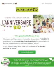 e-mailing - Marketing Acquisition - Anniversaire marque - Marketing relationnel - Calendaire (Noël, St valentin, Vœux, …) - Marketing marque - Communication Produits - Nouveaux produits - Marketing fidélisation - Incitation au réachat - Naturéo - 03/2020