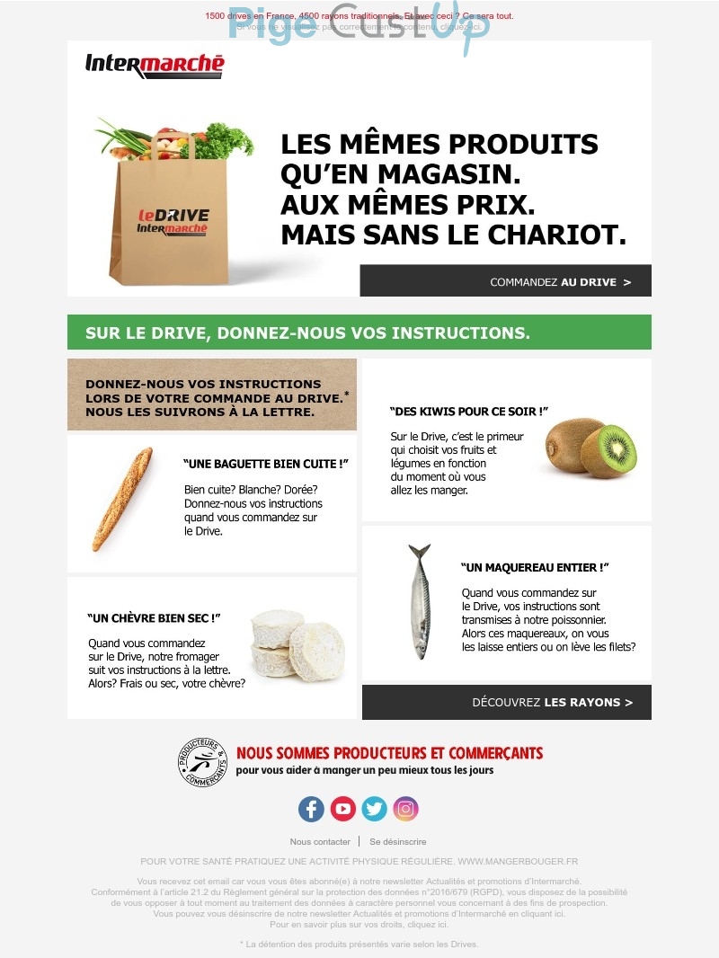Exemple de Type de media  e-mailing - Intermarché - Marketing marque - Communication Produits - Nouveaux produits - Communication Services - Nouveaux Services - Marketing fidélisation - Incitation au réachat