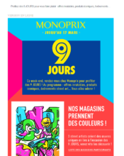 e-mailing - Marketing marque - Communication Produits - Nouveaux produits - Marketing fidélisation - Incitation au réachat - Marketing Acquisition - Ventes flash, soldes, demarque, promo, réduction - Monoprix - 03/2020