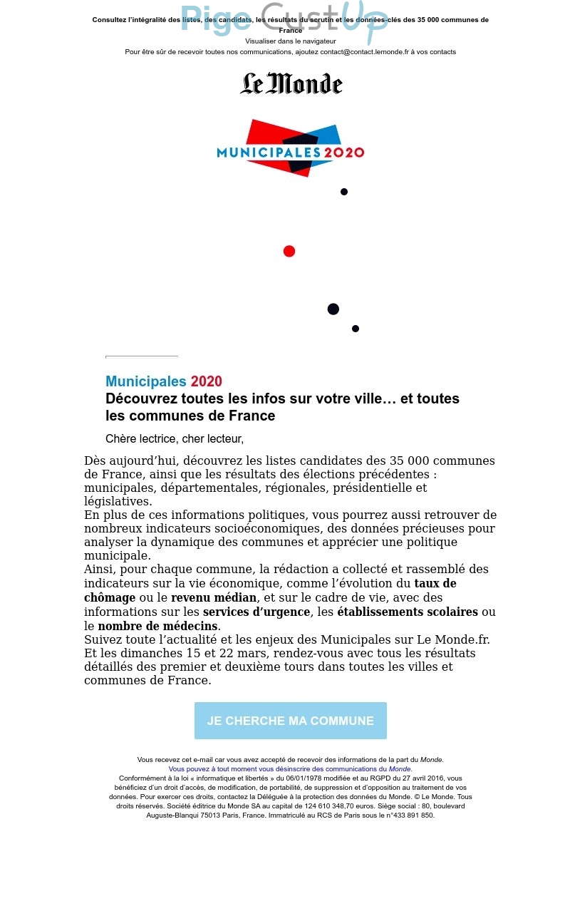 Exemple de Type de media  e-mailing - Le Monde.fr - Marketing marque - Communication Produits - Nouveaux produits - Communication Services - Nouveaux Services