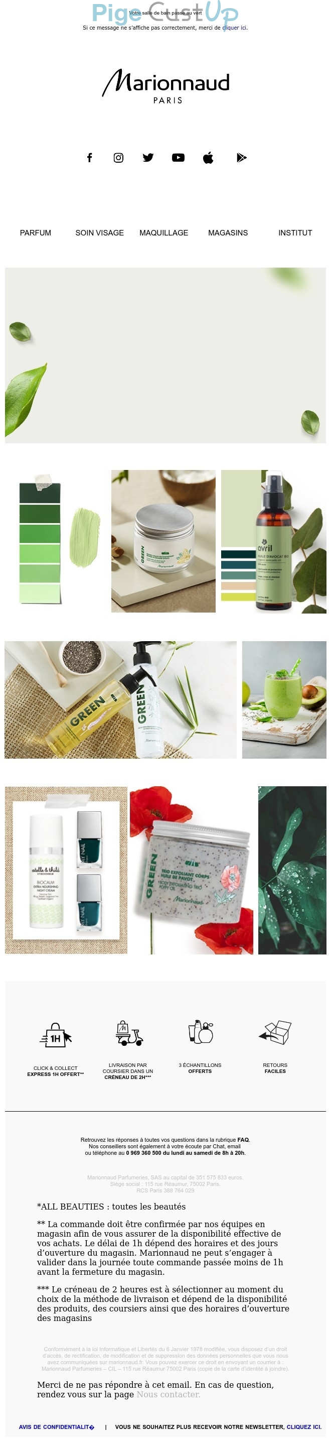 Exemple de Type de media  e-mailing - Marionnaud - Marketing marque - Communication Produits - Nouveaux produits - Marketing fidélisation - Incitation au réachat