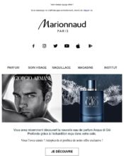 e-mailing - Marketing marque - Communication Produits - Nouveaux produits - Marketing fidélisation - Incitation au réachat - Marketing Acquisition - Ventes flash, soldes, demarque, promo, réduction - Marionnaud - 03/2020