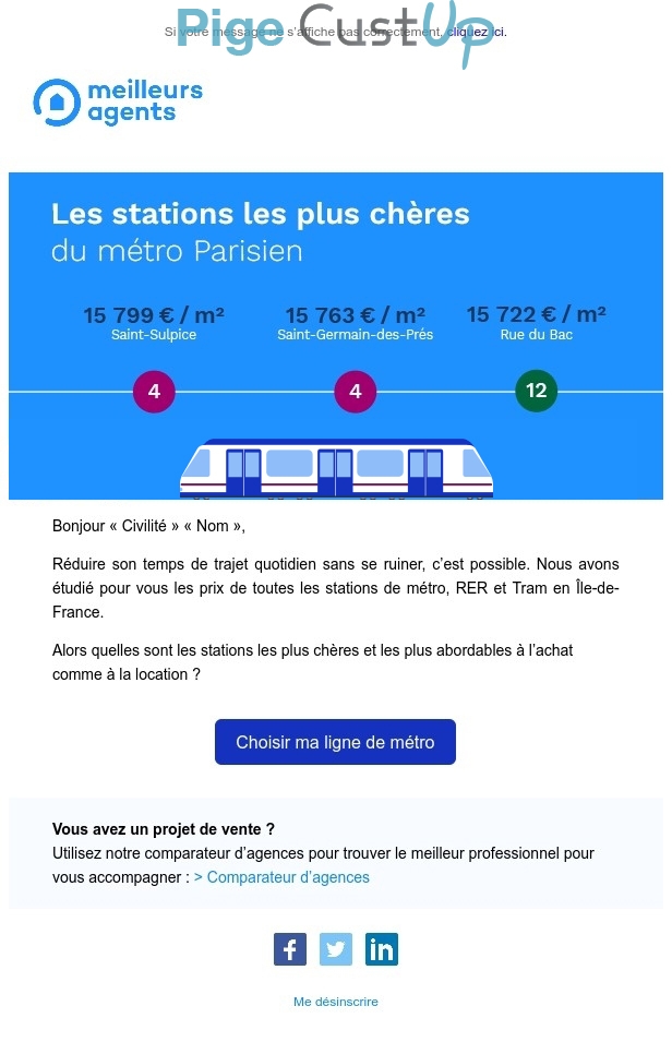 Exemple de Type de media  e-mailing - meilleursagents.com - Collecte de données - Acquisition de leads