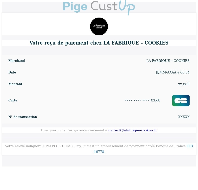 Exemple de Type de media  e-mailing - La Fabrique - Transactionnels - Confirmation de paiement