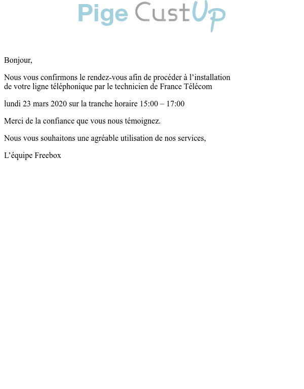 Exemple de Type de media  e-mailing - Free - Transactionnels - Confirmation demande de devis / contact / RDV