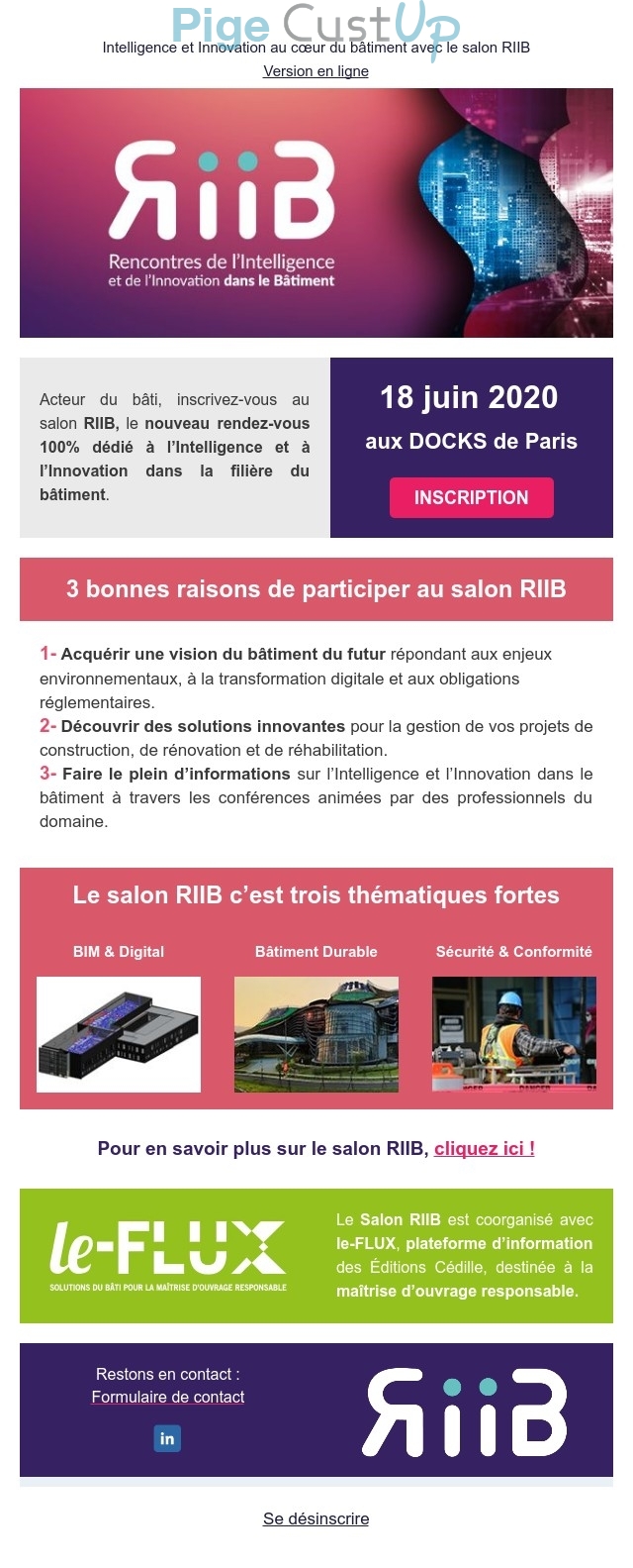 Exemple de Type de media  e-mailing - RIIB - Marketing Acquisition - Acquisition sans promotion - Marketing marque - Communication Produits - Nouveaux produits - Partenariats - Marketing relationnel - Evénement